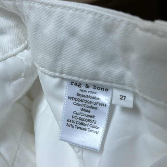 rag & bone Featherweight Arianna Wide Leg Pants JEANS SIZE 27 White - Picture 12 of 12